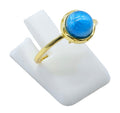Bague Argent 925 Apatite Ronde - Plaquée Or