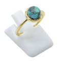 Bague Argent 925 Turquoise Ronde – Plaquée Or