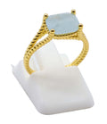 Bague Argent 925 Aigue-Marine Rectangle - Plaquée Or