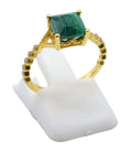 Bague Argent 925 Malachite Carrée - Plaquée Or