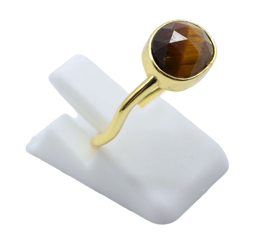 Bague Argent 925 Oeil de Tigre Design - Plaquée Or
