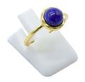 Bague Argent 925 Lapis Lazuli Ronde - Plaquée Or
