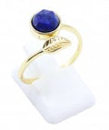Bague Argent 925 'Feuille d'Or' - Lapis Lazuli - Plaquée Or