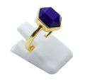 Bague Argent 925 Lapis Lazuli Hexagonale - Plaquée Or
