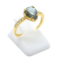 Bague Argent 925 Labradorite Goutte - Plaquée Or