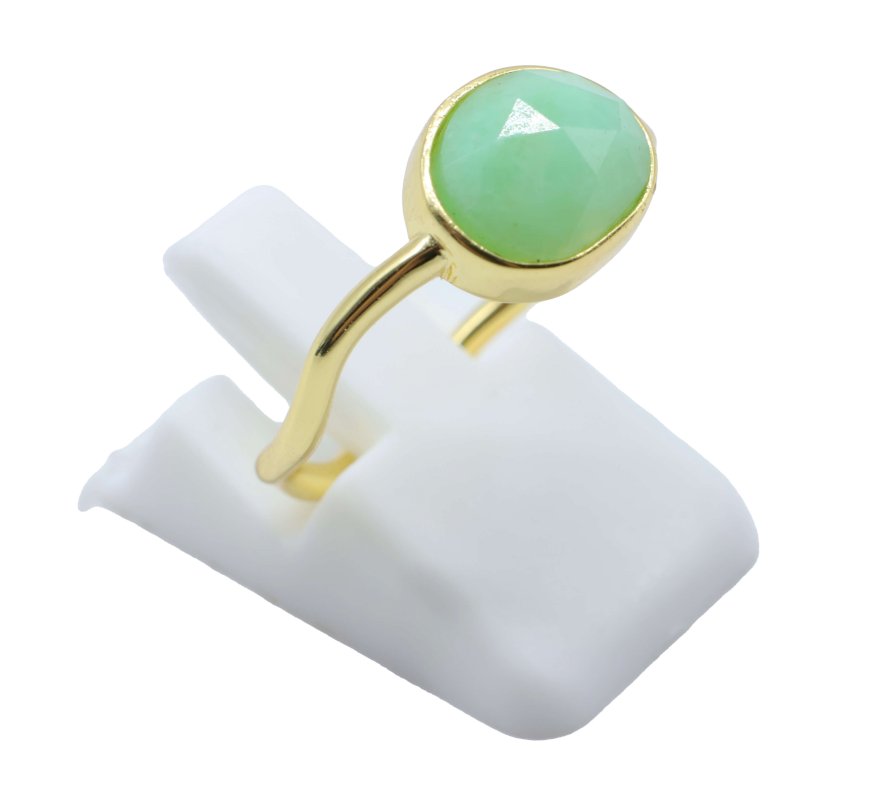 Bague Argent 925 Jade Verte Design - Plaquée Or