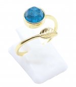 Bague Argent 925 'Feuille d'Or' - Apatite - Plaquée Or