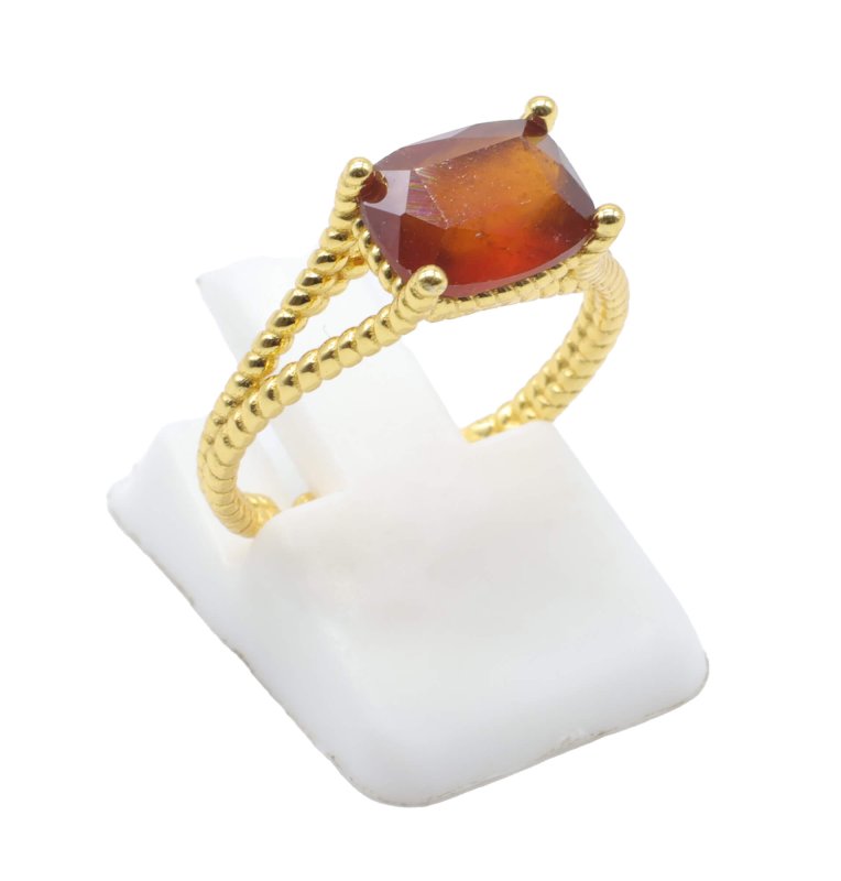 Bague Argent 925 Grenat Rectangle - Plaquée Or