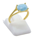 Bague Argent 925 Larimar Rectangle - Plaquée Or