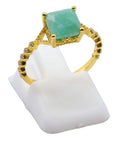 Bague Argent 925 Amazonite Carrée – Plaquée Or