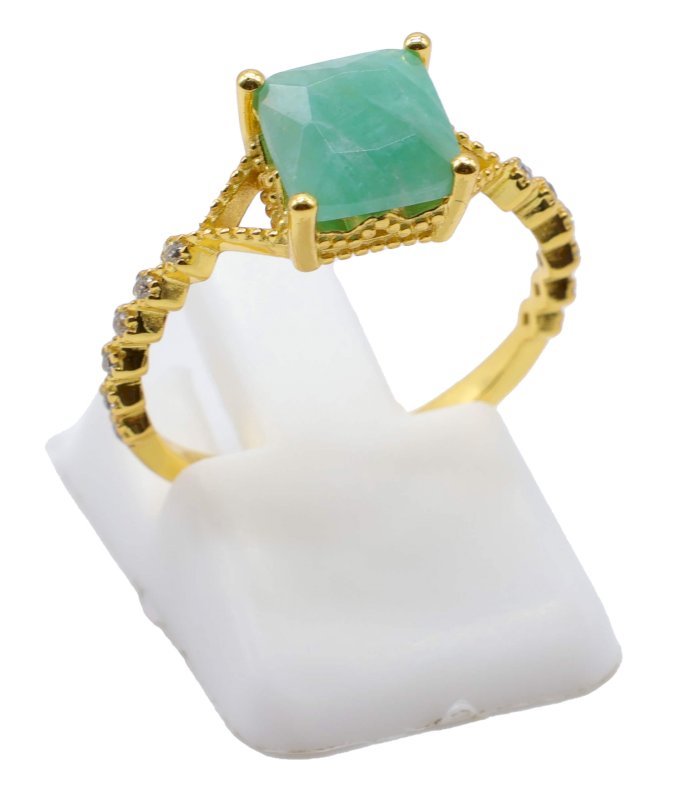 Bague Argent 925 Amazonite Carrée – Plaquée Or