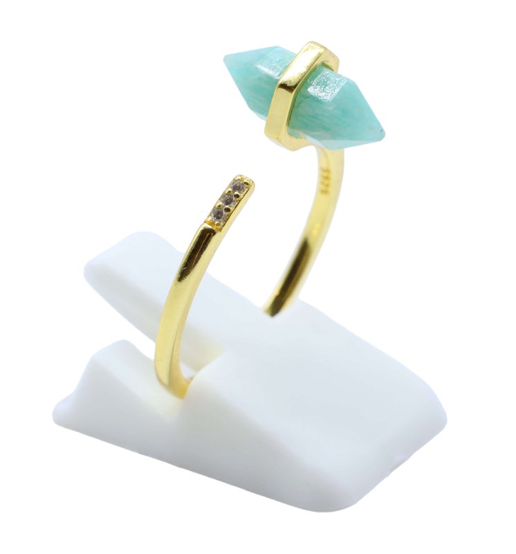 Bague Argent 925 Amazonite Pointe - Plaquée Or