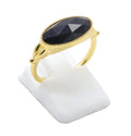 Bague Argent 925 Onyx Ovale - Plaquée Or