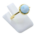 Bague Argent 925 Larimar Ronde - Plaquée Or
