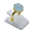 Bague Argent 925 Aigue Marine Hexagonale - Plaquée Or
