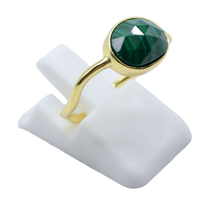 Bague Argent 925 Malachite Design - Plaquée Or
