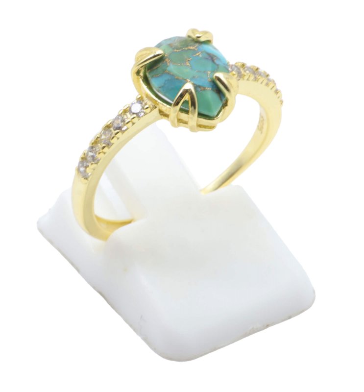 Bague Argent 925 Turquoise Goutte - Plaquée Or
