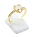 Bague Argent 925 Pierre de Lune Goutte - Plaquée Or