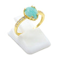 Bague Argent 925 Amazonite Goutte - Plaquée Or