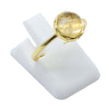 Bague Argent 925 Citrine Ronde - Plaquée Or