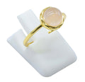 Bague Argent 925 Quartz Rose Ronde – Plaquée Or