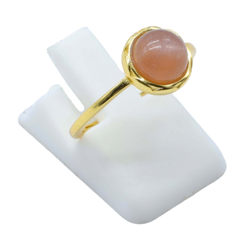 Bague Argent 925 Pierre de Soleil Ronde – Plaquée Or
