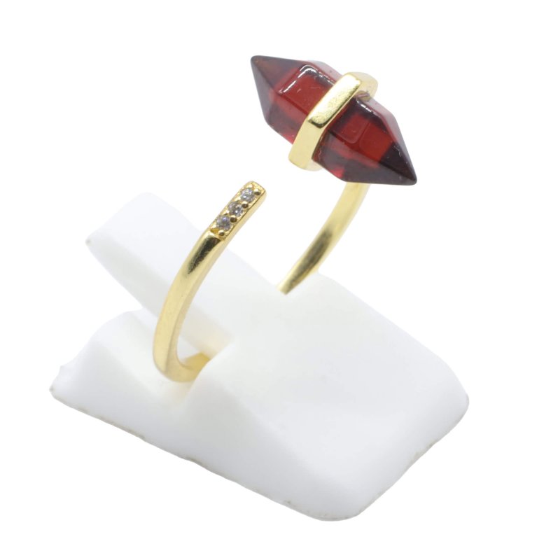 Bague Argent 925 Grenat Pointe - Plaquée Or