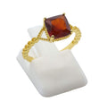 Bague Argent 925 Grenat Carrée – Plaquée Or