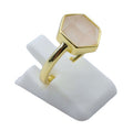 Bague Argent 925 Quartz Rose Hexagonale - Plaquée Or