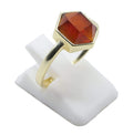Bague Argent 925 Grenat Hexagonale - Plaquée Or