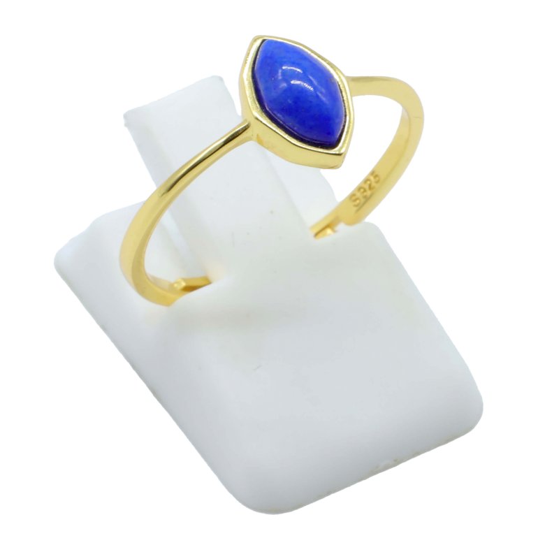Bague Argent 925 Lapis Lazuli Marquise - Plaquée Or