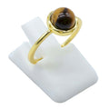 Bague Argent 925 Oeil de Tigre Ronde – Plaquée Or