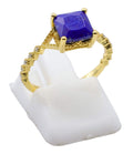 Bague Argent 925 Lapis Lazuli Carrée – Plaquée Or