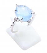 Bague Argent 925 Aigue Marine Ovale Impérial - Taille Réglable