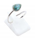 Bague Argent 925 'Serpent Argenté' - Turquoise - Taille Réglable