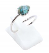 Bague Argent 925 'Serpent Argenté' - Turquoise - Taille Réglable