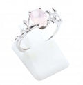 Bague Argent 925 'Murmure de Laurier' - Quartz Rose - Taille Réglable