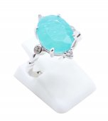 Bague Argent 925 Amazonite Ovale Impérial - Taille Réglable
