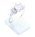 Bague Argent 925 'Flocon d'Argent' - Quartz Rose - Taille Réglable