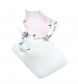 Bague Argent 925 Quartz Rose Ovale Impérial - Taille Réglable