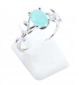 Bague Argent 925 'Murmure de Laurier' - Amazonite - Taille Réglable