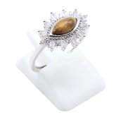 Bague Argent 925 'Œil Solaire' - Œil de Tigre - Taille Réglable