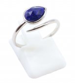 Bague Argent 925 'Serpent Argenté' - Lapis Lazuli - Taille Réglable