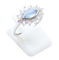Bague Argent 925 'Œil Solaire' - Aigue Marine - Taille Réglable