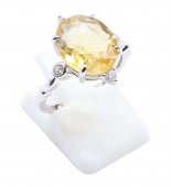 Bague Argent 925 Citrine Ovale Impérial - Taille Réglable