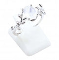 Bague Argent 925 'Murmure de Laurier' - Pierre de Lune - Taille Réglable