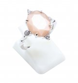 Bague Argent 925 Pierre de Soleil Ovale Impérial - Taille Réglable