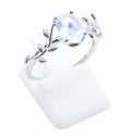 Bague Argent 925 'Murmure de Laurier' - Aigue Marine - Taille Réglable