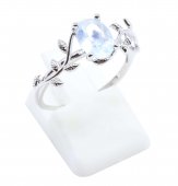 Bague Argent 925 'Murmure de Laurier' - Aigue Marine - Taille Réglable