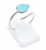 Bague Argent 925 'Serpent Argenté' - Amazonite - Taille Réglable